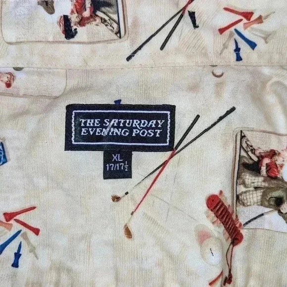 The Saturday Evening Post Nostalgic Print Button Down Shirt Mens XL - Picture 5 of 6